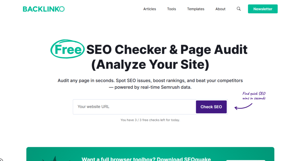 Backlinko Page audit checker