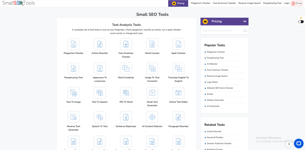 Small SEO Tools site