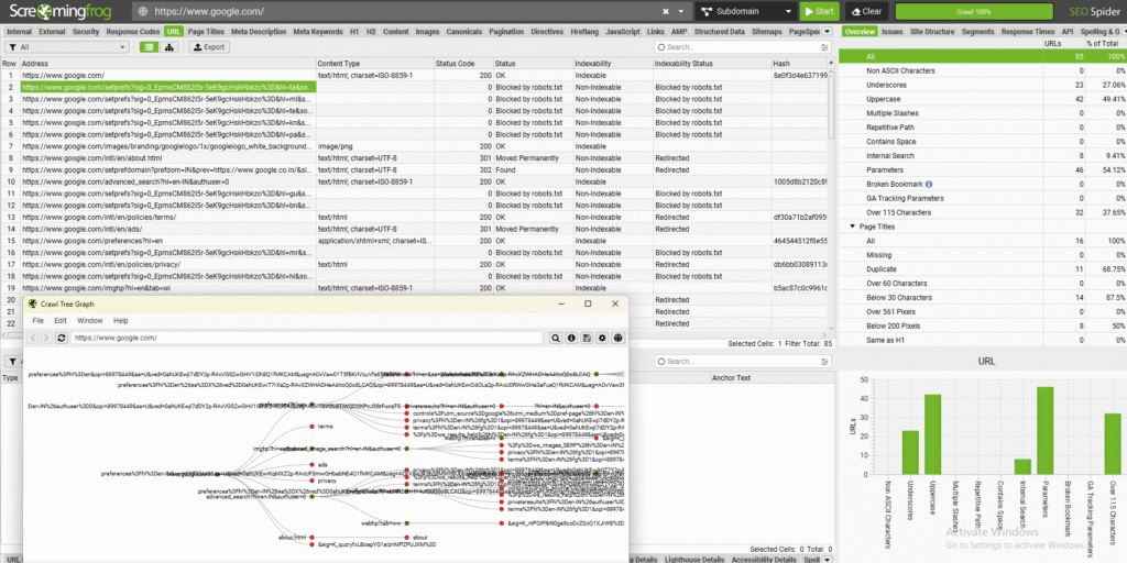 Screaming Frog Dashboard